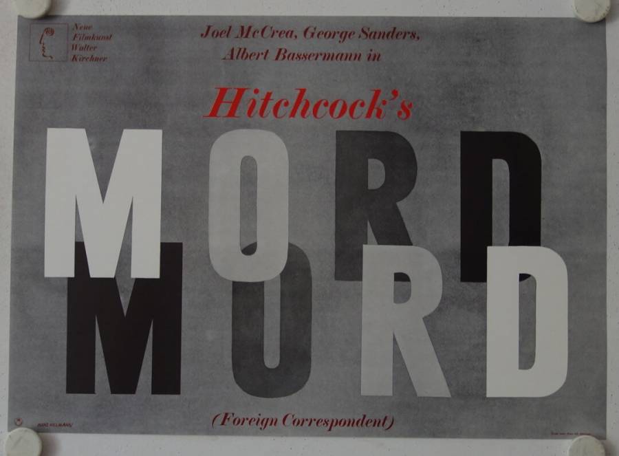 Mord originales deutsches Filmplakat (R60s)
